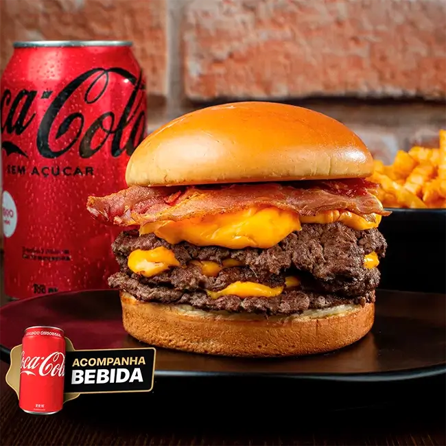 2 Combos Duplo Bacon Crocante + Refrigerante + Batata Frita
